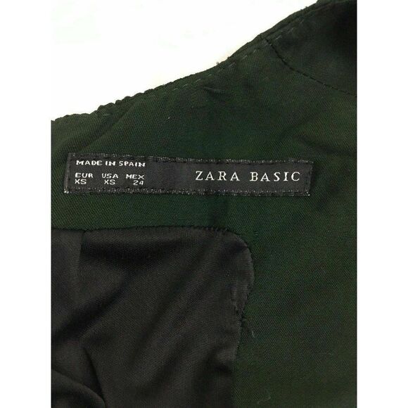 Zara Womens Solid Forest Green Scoop Neck Tank Mini Dress Viscose Xs - Picture 7 of 10